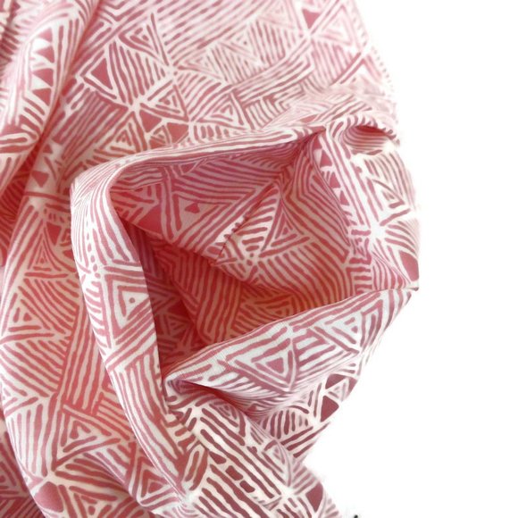 Vintage 70s 80s Dress Secretary Day Pockets Geometric Pink Pearlized Buttons L - Picture 14 of 15